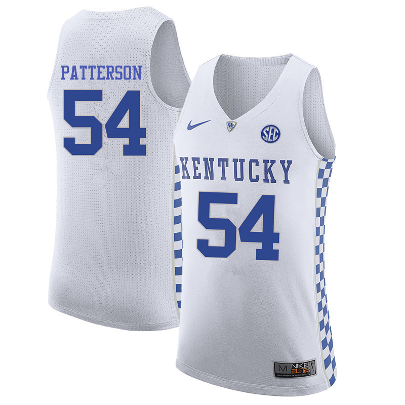 Men Kentucky Wildcats #54 Patrick Patterson College Basketball Jerseys-White - Click Image to Close